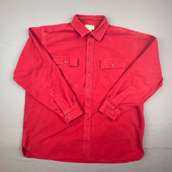 L.L. Bean Chamois Cloth Shirt | XL Red Button Down | 100% Cotton - Picture 1 of 8
